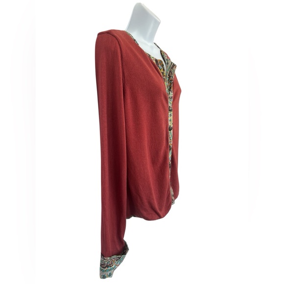 🧡 EUC SOFT SURROUNDINGS Silk & Cashmere Paisley Lined Cardigan | Women’s Medium - Picture 5 of 8